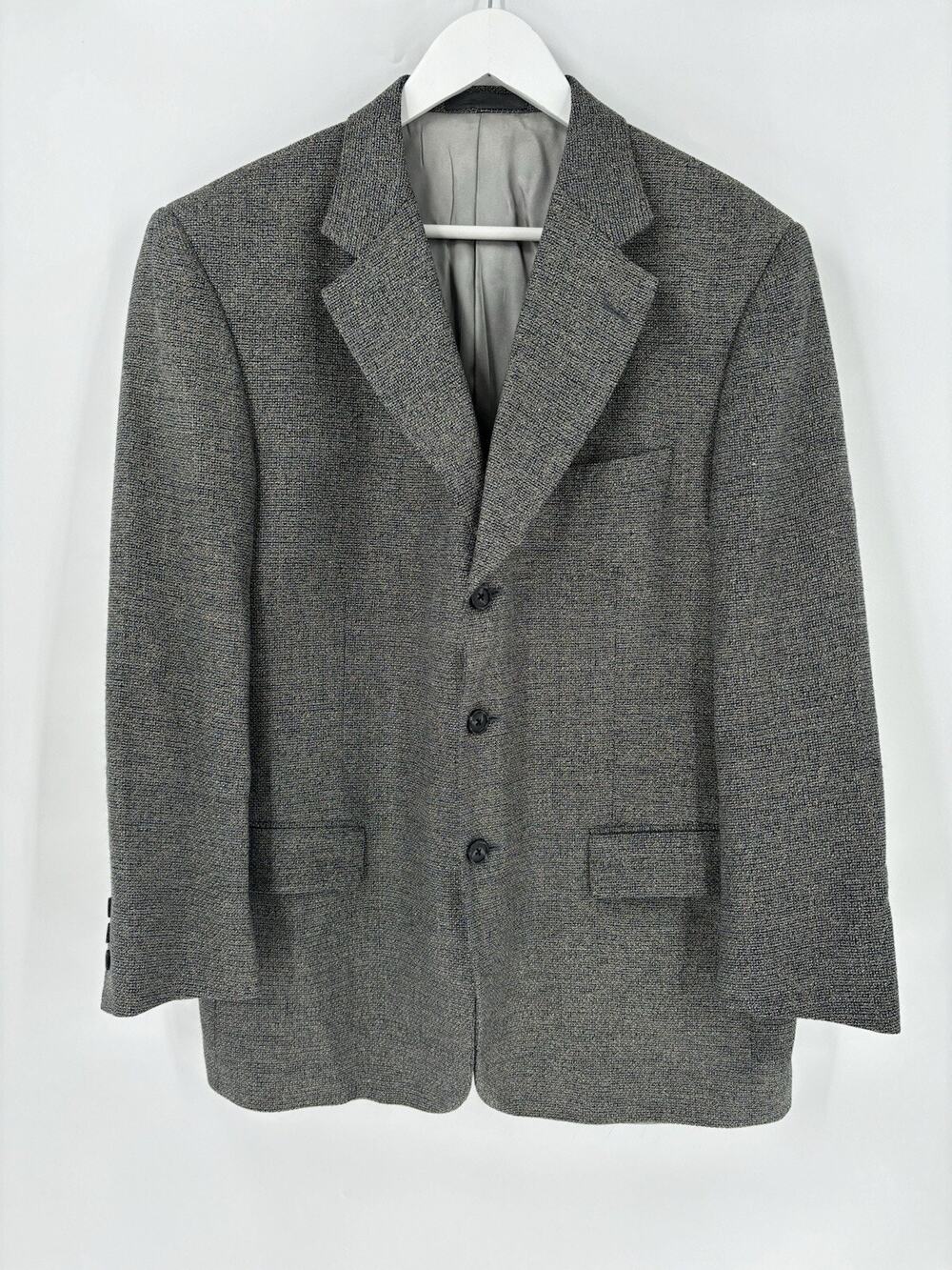 Vintage 80s Givenchy Monsieur Gray Wool Tweed Blazer Mens 42 Designer Jacket